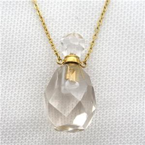 Clear Quartz perfume bottle Necklace, approx 20-40mm [GM13625]