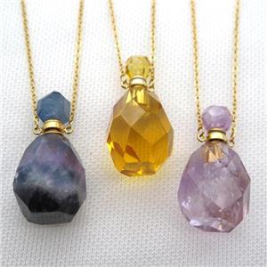 mixed Gemstone perfume bottle Necklace, approx 20-40mm [GM13626]