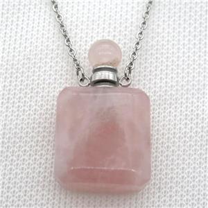 Rose Quartz perfume bottle Necklace, approx 20-35mm [GM13629]