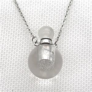 Clear Quartz perfume bottle Necklace, approx 16mm dia [GM13637]