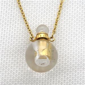 Clear Quartz perfume bottle Necklace, approx 16mm dia [GM13638]