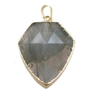 Labradorite arrowhead pendant, gold plated, approx 22-28mm [GM13643]