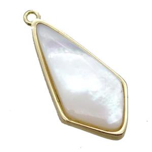 white pearlized Shell teardrop pendant, gold plated, approx 14-26mm [GM13651]