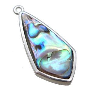 Abalone Shell teardrop pendant, platinum plated, approx 14-26mm [GM13652]