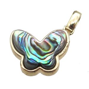 Abalone Shell butterfly pendant, gold plated, approx 13-16mm [GM13657]