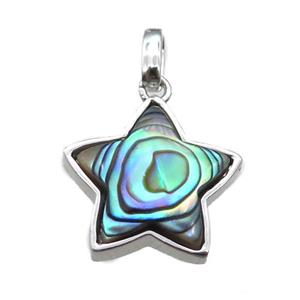 Abalone Shell star pendant, platinum plated, approx 16mm [GM13661]