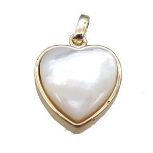 white pearlized Shell heart pendant, gold plated, approx 15mm [GM13664]