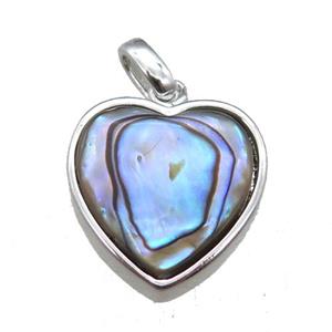 Abalone Shell heart pendant, platinum plated, approx 15mm [GM13665]