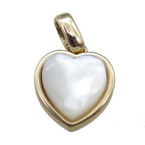 white pearlized Shell heart pendant, gold plated, approx 11mm [GM13667]