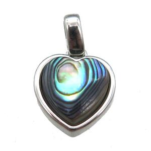 Abalone Shell heart pendant, platinum plated, approx 11mm [GM13668]