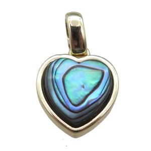 Abalone Shell heart pendant, gold plated, approx 11mm [GM13669]