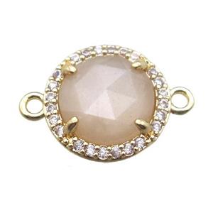 moonstone circle connector, gold plated, approx 13.5mm dia [GM13685]
