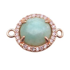 green amazonite circle connector, gold plated, approx 13.5mm dia [GM13686]
