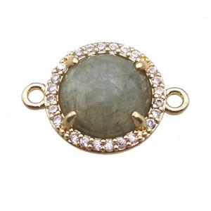Labradorite circle connector, gold plated, approx 13.5mm dia [GM13687]