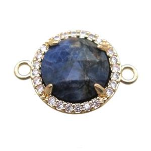 blue Lapis circle connector, gold plated, approx 13.5mm dia [GM13688]