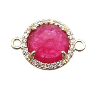 red dye jade circle connector, gold plated, approx 13.5mm dia [GM13690]