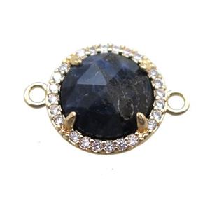 blue Jasper circle connector, gold plated, approx 13.5mm dia [GM13691]