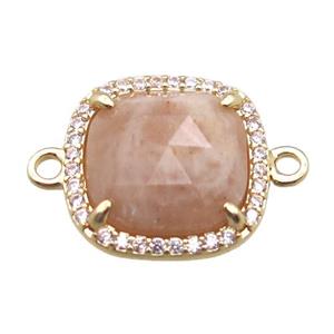 sunstone square connector, gold plated, approx 14x14mm [GM13695]
