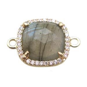 Labradorite square connector, gold plated, approx 14x14mm [GM13696]