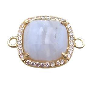 Blue Lace Agate square connector, gold plated, approx 14x14mm [GM13697]