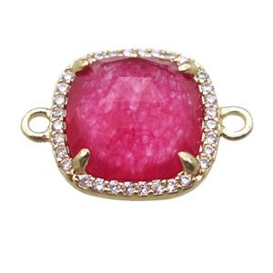 red dye jade square connector, gold plated, approx 14x14mm [GM13699]