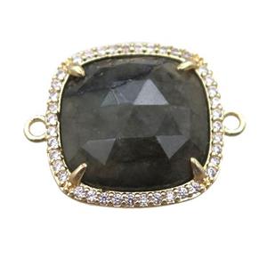 labradorite square connector, gold plated, approx 20x20mm [GM13705]