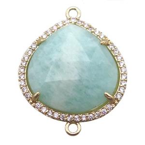 green Amazonite teardrop connector, gold plated, approx 22mm [GM13707]