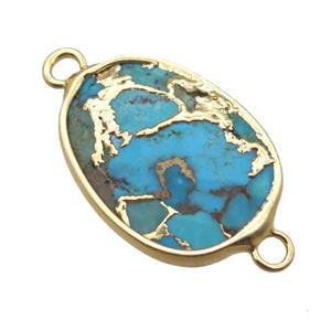 blue African Turquoise connector, gold plated, approx 18-25mm [GM13708]