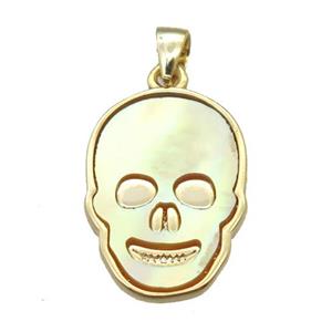 Abalone Shell skull pendant, gold plated, approx 12-17mm [GM13710]