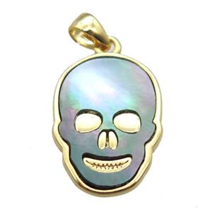 Abalone Shell Skull pendant, gold plated, approx 12-17mm [GM13711]