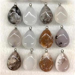 Cherry blossom Agate teardrop pendant, approx 18-30mm [GM13719]