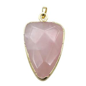 rose quartz arrowhead pendant, gold plated, approx 20x30mm [GM13721]