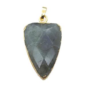 labradorite arrowhead pendant, gold plated, approx 20x30mm [GM13722]