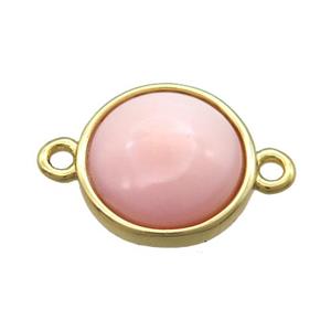 pink Queen Shell circle connector, gold plated, approx 12mm [GM13725]