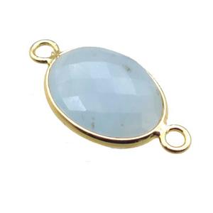 blue Aquamarine connector, faceted oval, approx 10-14mm [GM13735]