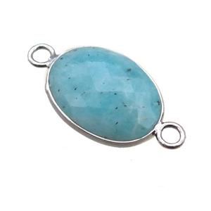 green Amazonite connector, faceted oval, approx 10-14mm [GM13737]