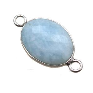 blue Aquamarine connector, faceted oval, approx 10-14mm [GM13738]