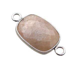 peach Moonstone connector, faceted rectangle, approx 11-15mm [GM13746]