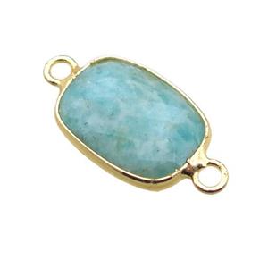 green Amazonite rectangle connector, faceted oblong, approx 11-15mm [GM13752]