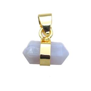 blue lace agate bullet pendant, approx 6-13mm [GM13788]