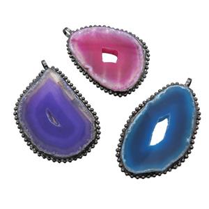 Agate Druzy slice pendant, freeform, mix color, approx 40-80mm [GM13807]