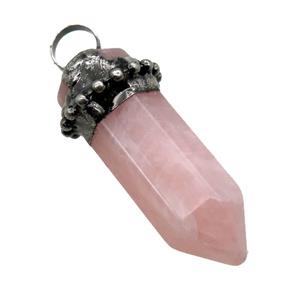 Rose Quartz bullet pendant, approx 14-50mm [GM13813]