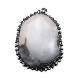 Agate pendant, black plated, approx 35-50mm [GM13819]