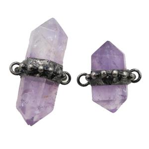 purple Amethyst bullet connector, black plated, approx 20-46mm [GM13839]