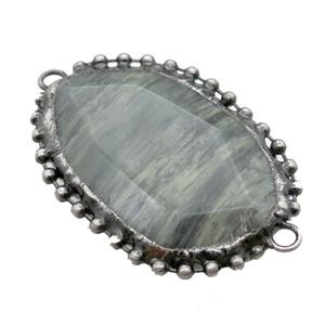 Chinese Green Rutilated Quartz connector, black plated, approx 30-40mm [GM13847]