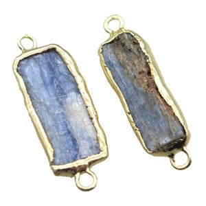 blue Kyanite rectangle connector, gold plated, approx 12-45mm [GM13851]