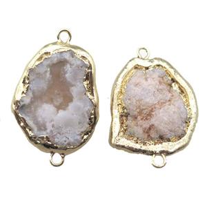 Agate Druzy connector, freeform, gold plated, approx 30-40mm [GM13854]