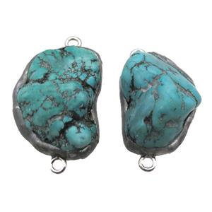 natural Hubei Turquoise connector, freeform, green, approx 25-35mm [GM13857]
