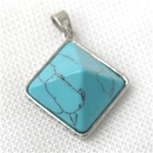 turquoise pyramid pendant, approx 20mm [GM13872]