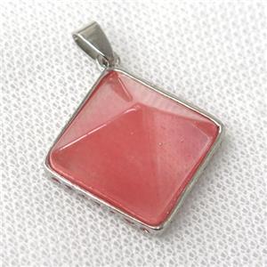 red watermelon quartz pyramid pendant, approx 20mm [GM13876]